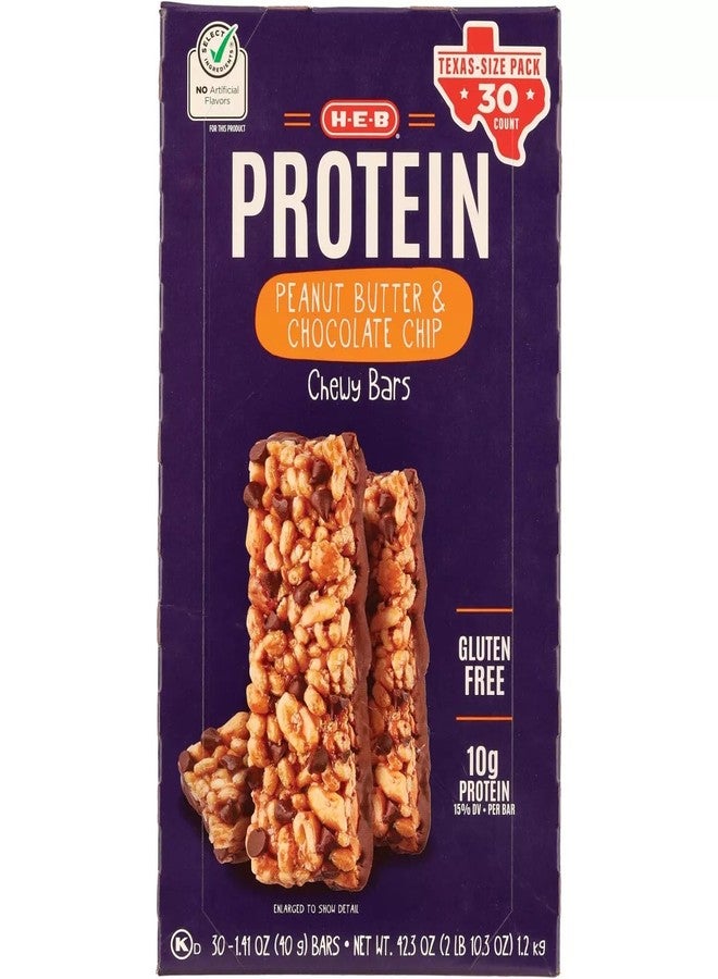 H‑E‑B Select Ingredients Protein Peanut Butter & Chocolate Chewy Bars Value Pack 30 Bars